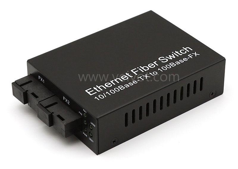 10/100Mbps 2-Port RJ45 2-Port SC SX SM Media Converter (VV-MC-2SC2E-xxAB)